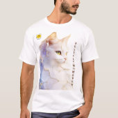 オレンジ色のネコ好きママの写真 Tシャツ (正面)