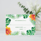 オレンジ色のハイビスカスと熱帯葉の2 出欠カード (スタンド正面)