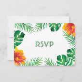 オレンジ色のハイビスカスと熱帯葉の2 出欠カード (裏面)