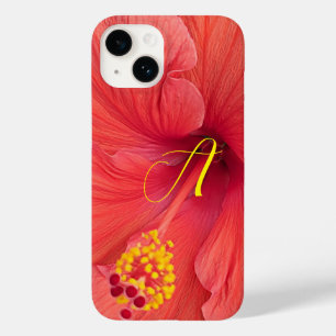 オレンジ色のハイビスカスの写真とエレガントイニシャルスクリプト Case-Mate iPhone 14ケース