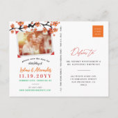 オレンジ色のハイビスカスグレーの渦巻き熱帯日を保存 案内ポストカード (裏面)