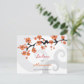 オレンジ色のハイビスカスグレーの渦巻き熱帯日を保存 案内ポストカード (スタンド正面)