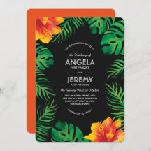 オレンジ色のハイビスカス葉とトロピカル結婚