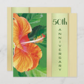 オレンジ色のハイビスカス 50周年結婚記念日 招待状 (正面/裏面)