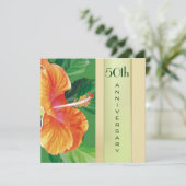 オレンジ色のハイビスカス 50周年結婚記念日 招待状 (スタンド正面)