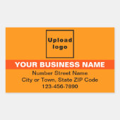 オレンジ色のハイライト付きビジネスブランド 長方形シール (正面)