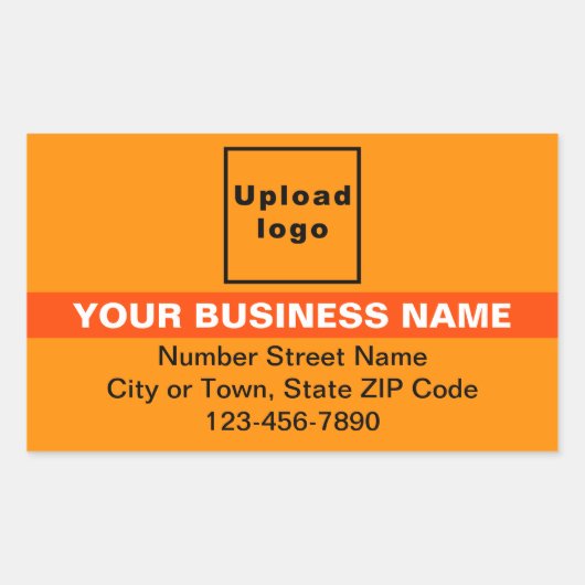 オレンジ色のハイライト付きビジネスブランド 長方形シール (正面)