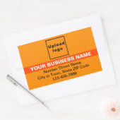 オレンジ色のハイライト付きビジネスブランド 長方形シール (封筒)