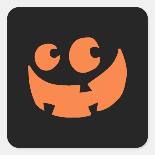 オレンジ色のハッピー ハロウィン パンプキン スクエアシール (正面)
