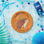 オレンジ色のハリネズミ葉が可愛 ペーパープレート (パーティー)