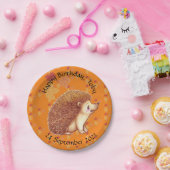 オレンジ色のハリネズミ葉が可愛 ペーパープレート (パーティー)