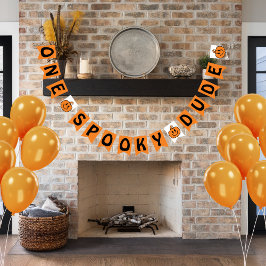 オレンジ色のハロウィンお化け坊や 1歳の誕生日 バンティングフラッグ