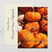 オレンジ色のハロウィンのかぼちゃのランタン、かぼちゃ 招待状 (正面/裏面)