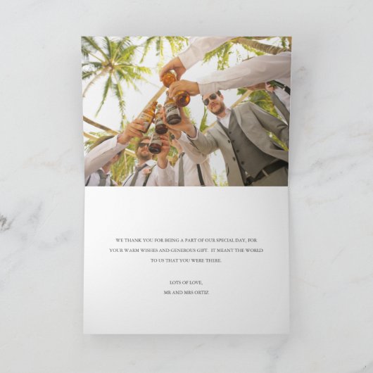 オレンジ色のハロウィンのかぼちゃの手書きフォトウェディング サンキューカード (内部)