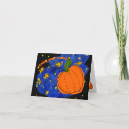 オレンジ色のハロウィンのかぼちゃ 青い星空 シーズンカード