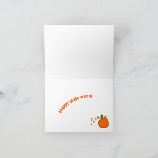 オレンジ色のハロウィンのかぼちゃ 青い星空 シーズンカード (内部)