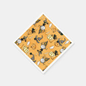 オレンジ色のハロウィンカボチャと黒猫 スタンダードカクテルナプキン (角)