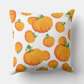 オレンジ色のハロウィンカボチャ付き白 クッション (裏面)