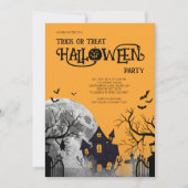 オレンジ色のハロウィンコスチュームパーティー 招待状 (正面)