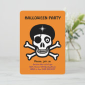 オレンジ色のハロウィンパーティーの招待状のドクロ 招待状 (スタンド正面)