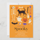 オレンジ色のハロウィンパーティーを楽しもう 招待状 (正面)