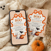オレンジ色のハロウィンベビーシャワー "リトル・ブー登場" 招待状