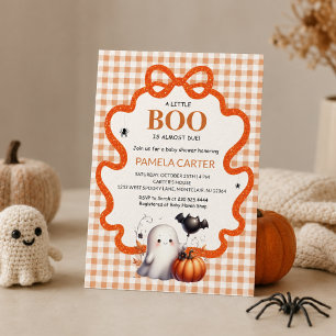 オレンジ色のハロウィンベビーシャワー "リトル・ブー登場" 招待状