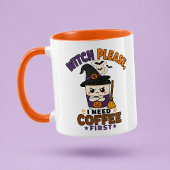 オレンジ色のハロウィンマグカップ Witch Please I Need Coffee First マグカップ