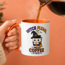 オレンジ色のハロウィンマグカップ Witch Please I Need Coffee First マグカップ