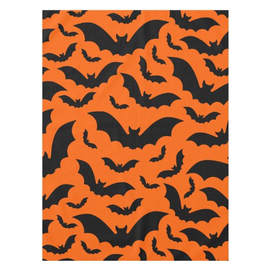 オレンジ色のハロウィン吸血鬼コウモリ ゴシック テーブルクロス (正面)