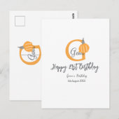 オレンジ色のハロウィン風誕生日21歳 灰色パステルカラーの秋 ポストカード (正面/裏面)