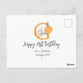 オレンジ色のハロウィン風誕生日21歳 灰色パステルカラーの秋 ポストカード (裏面)