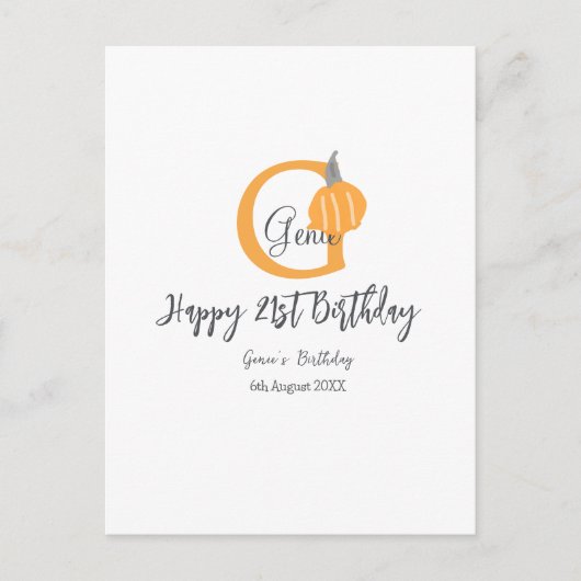 オレンジ色のハロウィン風誕生日21歳 灰色パステルカラーの秋 ポストカード (正面)