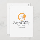 オレンジ色のハロウィン風誕生日21歳 灰色 パステルカラー 秋 ポストカード (正面/裏面)
