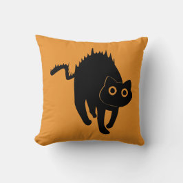 オレンジ色のハロウィン黒猫の不気味な雰囲気限定 クッション