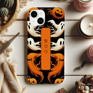 オレンジ色のハロウィン・パンプキンとゴースト・オバケのハロウィン オレンジ フランク デザイン Case-Mate iPhone 14ケース