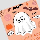 オレンジ色のハロウィーンの幽霊の女の子の1歳の誕生日 招待状