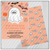 オレンジ色のハロウィーンの幽霊の女の子の1歳の誕生日 招待状