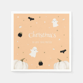 オレンジ色のハロウィーンの赤ちゃんシャワー スタンダードカクテルナプキン