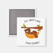 オレンジ色のハンモックのスロースNOT LAZY JUST CHILLIN マグネット (正面/裏面)