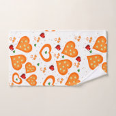 オレンジ色のハートバスルームのタオルセット バスタオルセット (ハンドタオル)