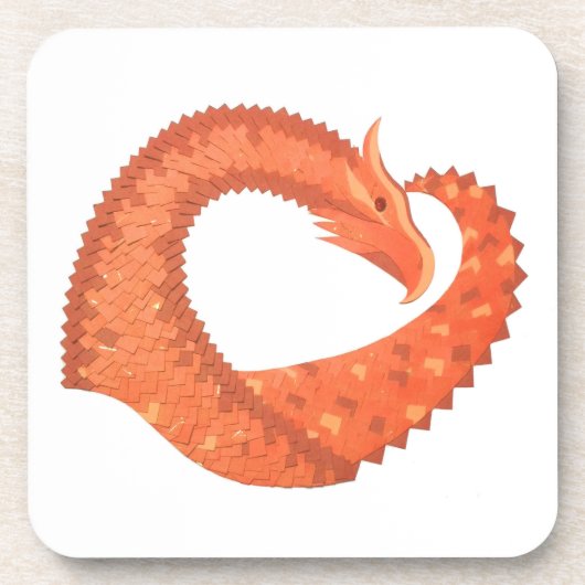 オレンジ色のハート竜（白） コースター (正面)