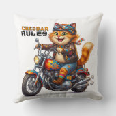 オレンジ色のバイクに乗ったかわいい猫 クッション (裏面)