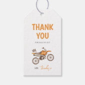オレンジ色のバイクのカワサキ誕生日ギフトタグ ギフトタグ (正面)