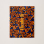 オレンジ色のバスケットボールの女の子の男の子チームカラー ジグソーパズル (縦)