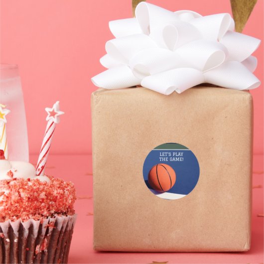 オレンジ色のバスケットボールクラシックラウンドステッカー ラウンドシール (パーティー)