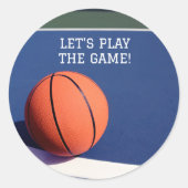 オレンジ色のバスケットボールクラシックラウンドステッカー ラウンドシール (正面)