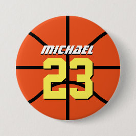 オレンジ色のバスケットボールスポーツチームボタンピン 缶バッジ