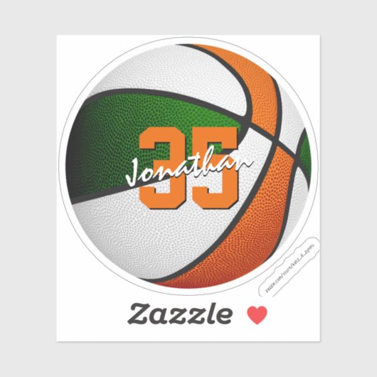 オレンジ色のバスケットボールチームのカラーズジャージー番号 シール (シート)