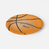 オレンジ色のバスケットボールハッピーバースデー名 ペーパープレート (アングル)